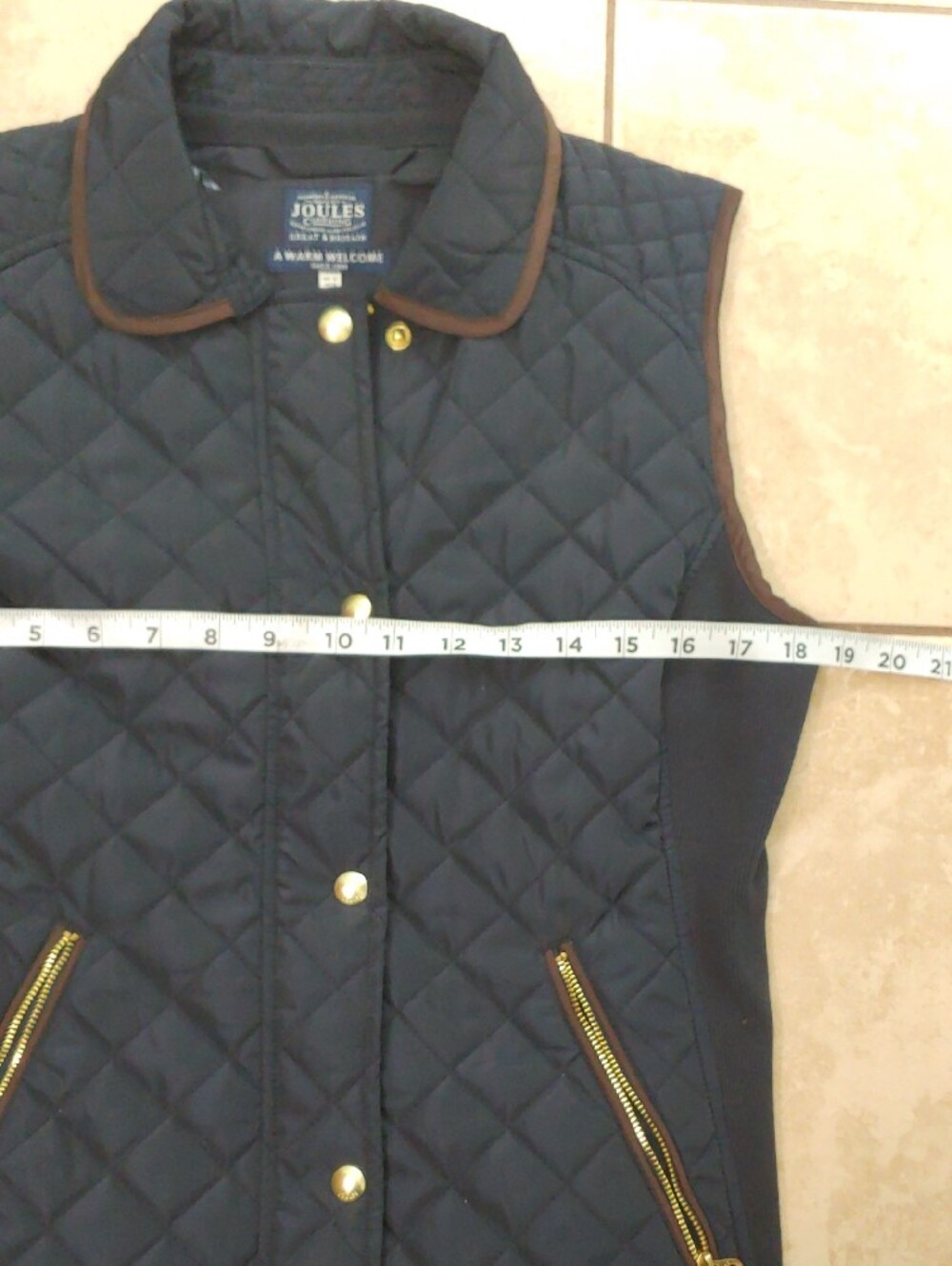 Joules Braemar Gilet Navy Quilted Equestrian Vest Women's Size 8/M - Picture 6 of 8